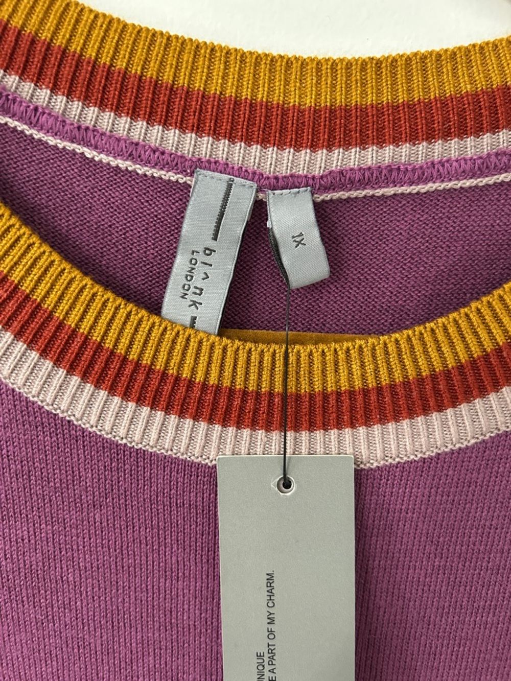 Bl^nk London Sweater Women’s XL Purple Bohemian Crewneck Pullover - Picture 3 of 16